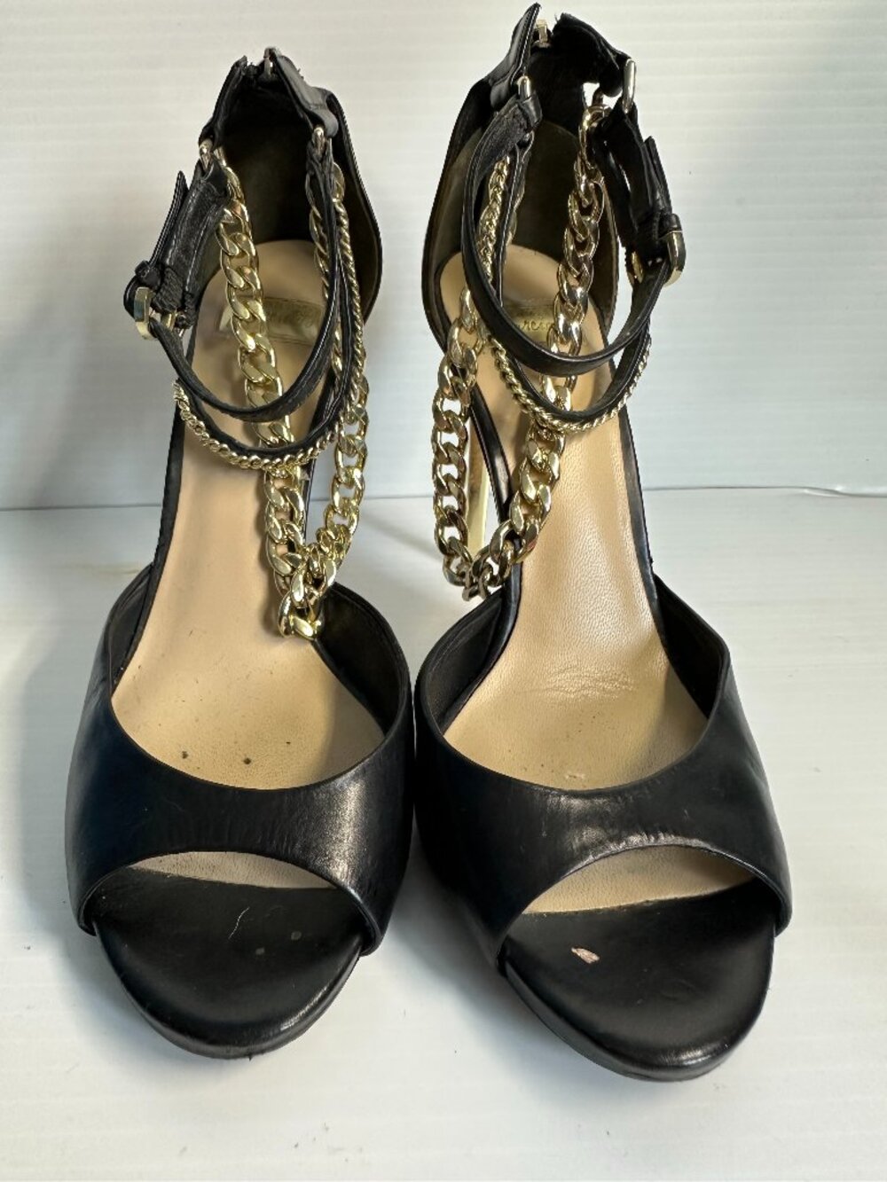 Marciano Leather and Chain Heels